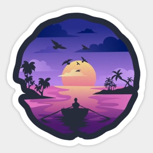 enjoy the sunset at sea Sticker